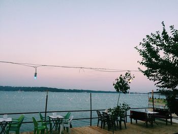 Scenic view of sea against clear sky