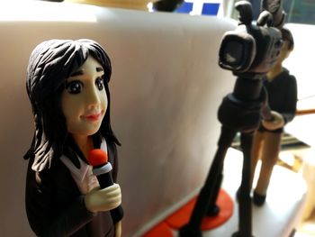 Close-up of female sculpture at store