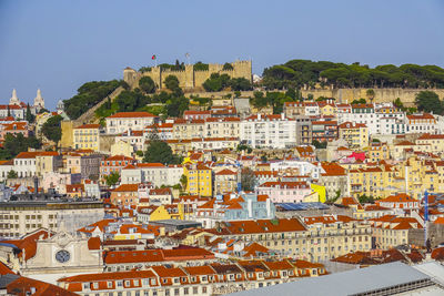 Aerial view of townscape against sky