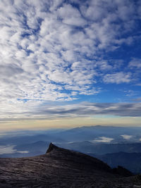 Scenic view of cloudy sky at south peak