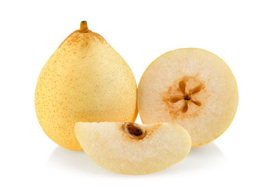 Close-up of apple against white background