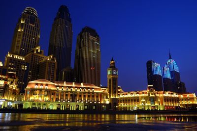 Illuminated city at night