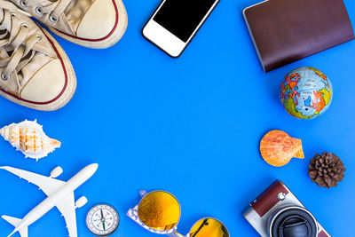 High angle view of laptop on table