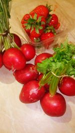 Close-up of strawberries on table