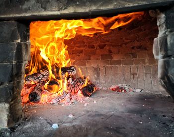 Bonfire on wooden log