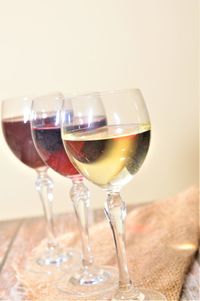 Close-up of wine glass on table