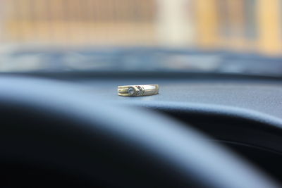 Close-up of vintage car on table