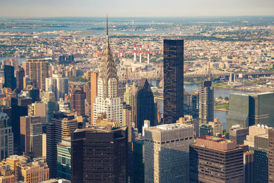 High angle view of buildings in city