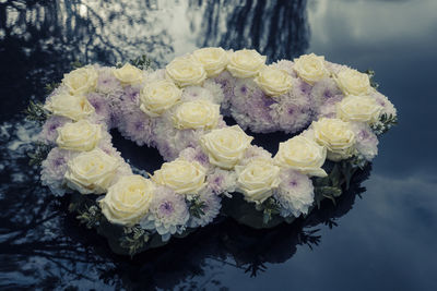 Close-up of flowers against water