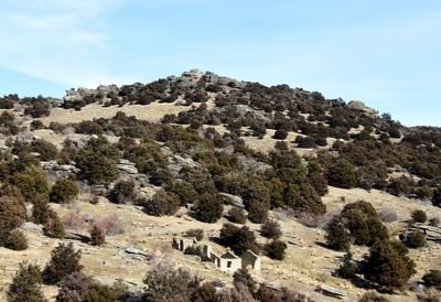 Scenic view of mountains against clear sky