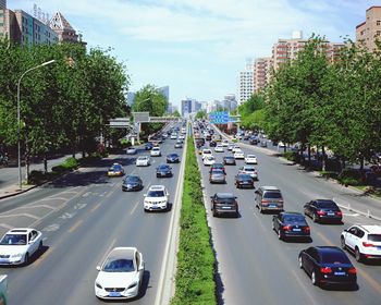 Traffic on road in city