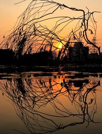 Scenic view of sunset over river