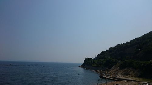 Scenic view of sea against clear sky