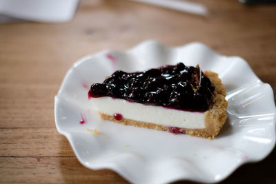 Close-up of dessert in plate on table