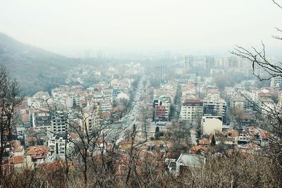 Aerial view of city during winter