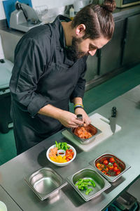 Man preparing food at home