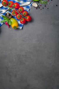 High angle view of boy playing with toy