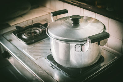 High angle view of food in kitchen at home