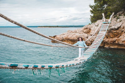 Low angle view of boat in sea