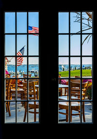 View of building through window