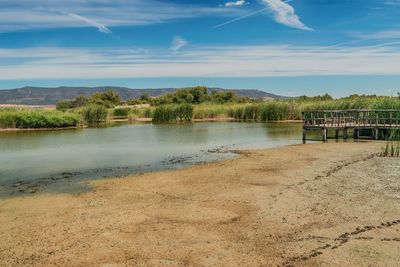 Scenic view of lake against sky