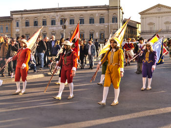 People on street in city