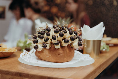 Close-up of cake on table