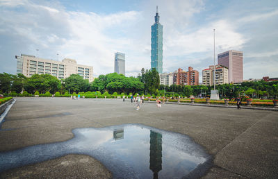 View of modern buildings against sky