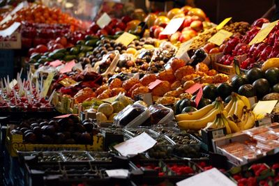 Close-up of multi colored for sale at market stall