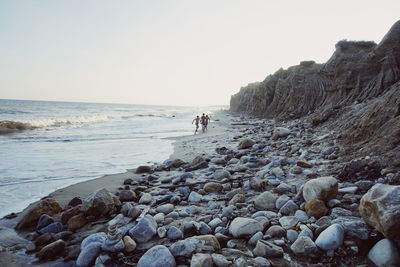 Scenic view of sea against clear sky