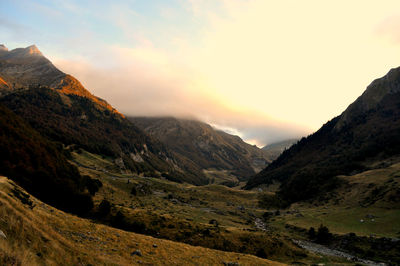 Scenic view of mountains against sky