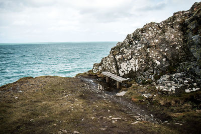 Scenic view of sea against cloudy sky