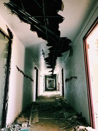 Empty corridor in abandoned house