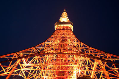 Low angle view of illuminated tower