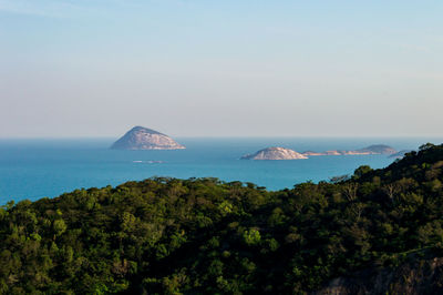 Rio de janeiro, romantic city detail at sunset time, nice soft light above the sea and hills