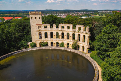 High angle view of historical building