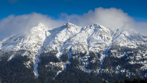 Panoramic view of snowcapped mountain against sky