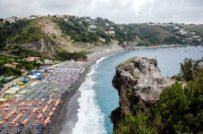 High angle view of beach against sky