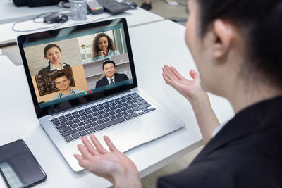 Businesswoman talking on video conference