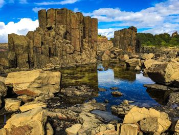 Scenic view of rock formation against sky