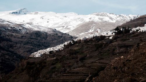 Scenic view of snowcapped mountains