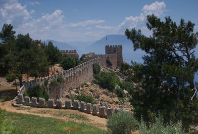 View of castle against cloudy sky