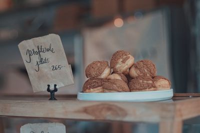 Close-up of cookies on table