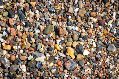 Full frame shot of pebbles on beach