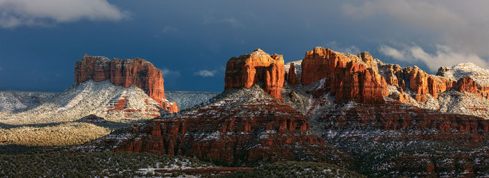 Panoramic view of rocky mountains against sky