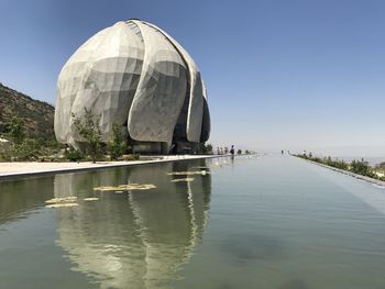 Reflection of building in water