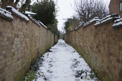 Footpath amidst buildings against sky