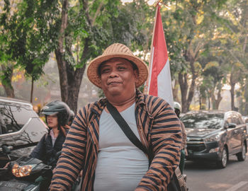 Portrait of man in car