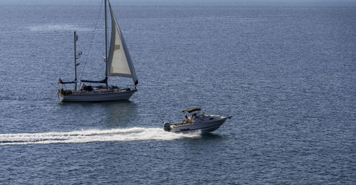 Sailboat sailing on sea