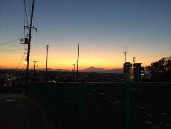 View of cityscape at sunset